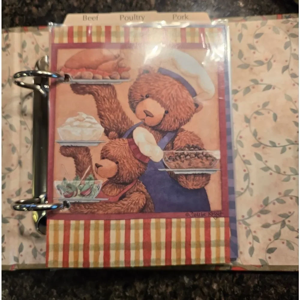 Colorful Recipe Box with Bear Design New